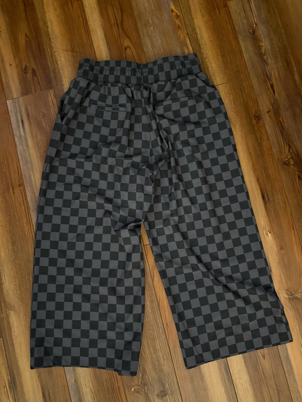 Albion Checkerboard Wide-Leg Sweatpants - Black & Gray - Picture 5 of 7